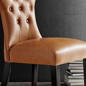 Modway Silhouette Modern Tufted Vegan Leather Upholstered Parsons Tan, One Dining Chair