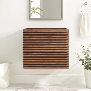 modway render 24" wall-mount bathroom vanity cabinet in walnut - sink basin not included