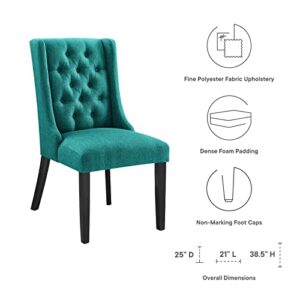 Modway Baronet Button Tufted Fabric Dining Chair, Set of 1, Teal