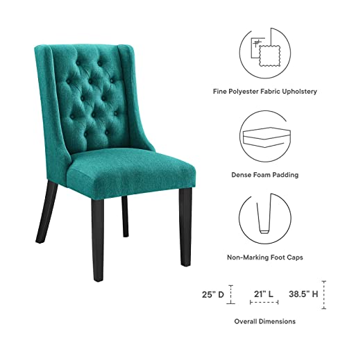 Modway Baronet Button Tufted Fabric Dining Chair, Set of 1, Teal