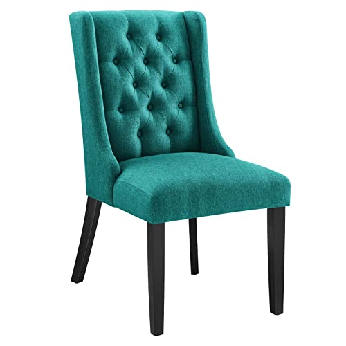 Modway Baronet Button Tufted Fabric Dining Chair, Set of 1, Teal