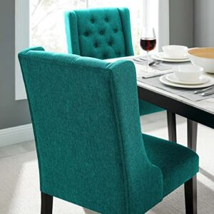 Modway Baronet Button Tufted Fabric Dining Chair, Set of 1, Teal