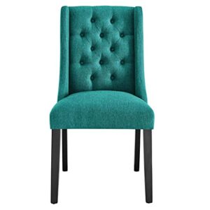 Modway Baronet Button Tufted Fabric Dining Chair, Set of 1, Teal