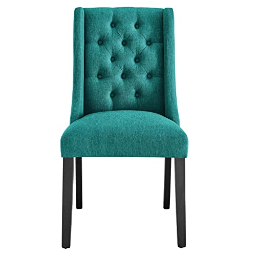 Modway Baronet Button Tufted Fabric Dining Chair, Set of 1, Teal