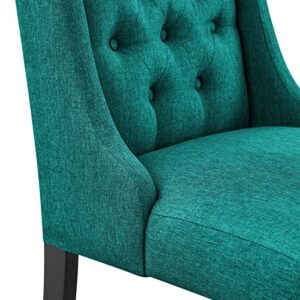 Modway Baronet Button Tufted Fabric Dining Chair, Set of 1, Teal