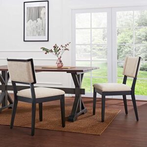 modway esquire upholstered fabric dining side chairs in beige-set of 2