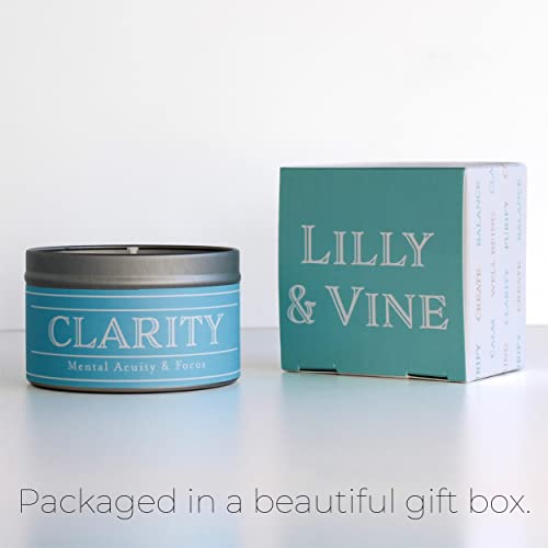 Clarity | Non-Toxic Aromatherapy Candle for Focusing, Work, Study | Citrus, Mint, Jasmine, Pear | Positive Energy Scented Candle Hand Made in USA | Productivity, Spiritual, or Meditation Gift