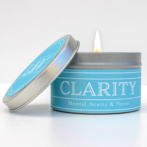 Clarity | Non-Toxic Aromatherapy Candle for Focusing, Work, Study | Citrus, Mint, Jasmine, Pear | Positive Energy Scented Candle Hand Made in USA | Productivity, Spiritual, or Meditation Gift