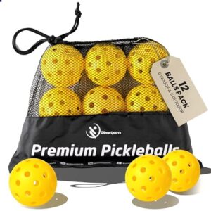 diimasports premium pickleball balls, usapa standard 12-pack (6 indoor & 6 outdoor) pickle ball set for durable play, consistent bounce, and long lifespan