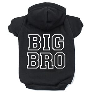 big bro pullover fleece lined dog hoodie (hooded sweatshirt) pregnancy announcement brother (black, small)