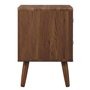 Modway Transmit Mid-Century Modern Wood Walnut White, 2-Drawer Nightstand