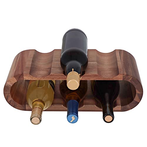 7Penn Wooden Countertop Wine Rack - 6 Bottle Horizontal Acacia Wood Wine Storage Rack Wine Holder Stands for Counter