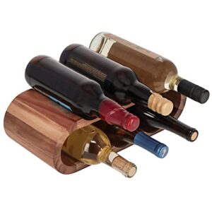 7Penn Wooden Countertop Wine Rack - 6 Bottle Horizontal Acacia Wood Wine Storage Rack Wine Holder Stands for Counter