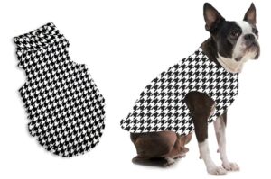 classic houndstooth dog fleece coat, winter dog coat, dog fleece jacket, winter dog clothes, fits dogs xs to 5xl (s 7-10 lbs)