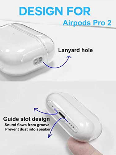 Compatible Airpods Pro 2nd Generation Case Clear,Soft Transparent Conected Protective Airpods Pro 2 Case Cover,Shockproof iPods Pro 2 Case Thin Skin for Women Men