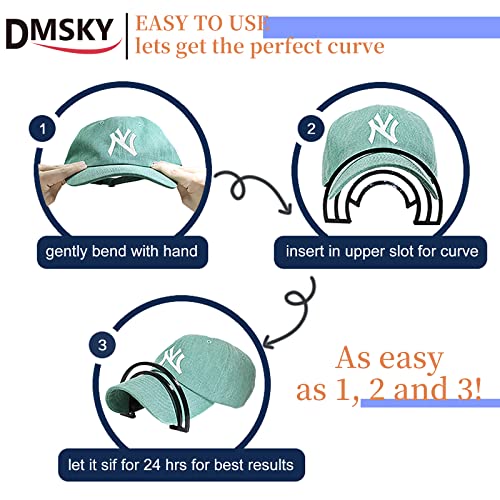 Dmsky Hat Brim Bender/Hat Bill Bender Tool (4-Pack) -Perfect Hat Curving Band-Convenient Hat Shaper Design With Optional Slot-No Steaming Required,U.S. Patent Pending,Black