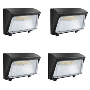 led wall pack lights 120w ultra bright outdoor security light fixture for parking lot,warehouse,outbuilding, back yard,commercial lighting grade 16200lm dimmable 5000k ip65 ul dlc listed 4 pack