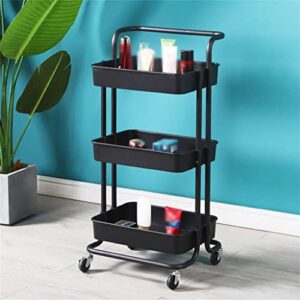 YXBDN Kitchen Bathroom Multi-Layer Storage Shelf Three Shelves Beauty Trolley with Wheels Trolley