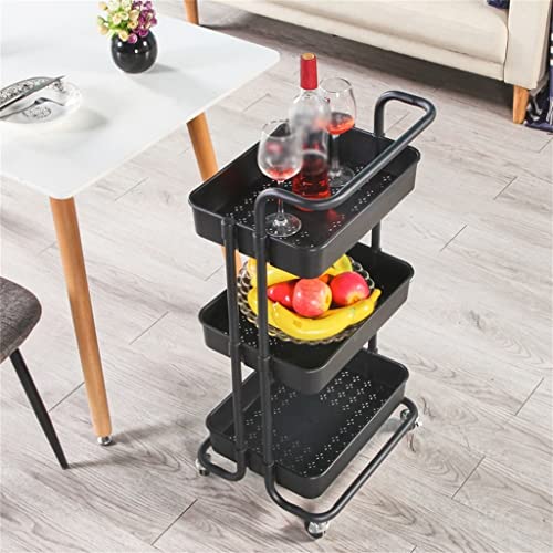 YXBDN Kitchen Bathroom Multi-Layer Storage Shelf Three Shelves Beauty Trolley with Wheels Trolley