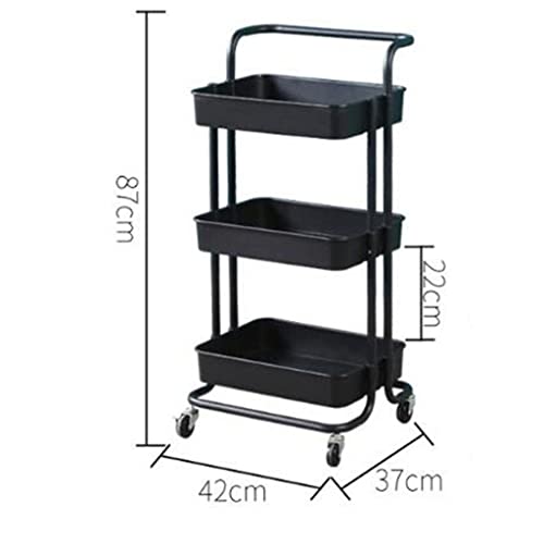 YXBDN Kitchen Bathroom Multi-Layer Storage Shelf Three Shelves Beauty Trolley with Wheels Trolley