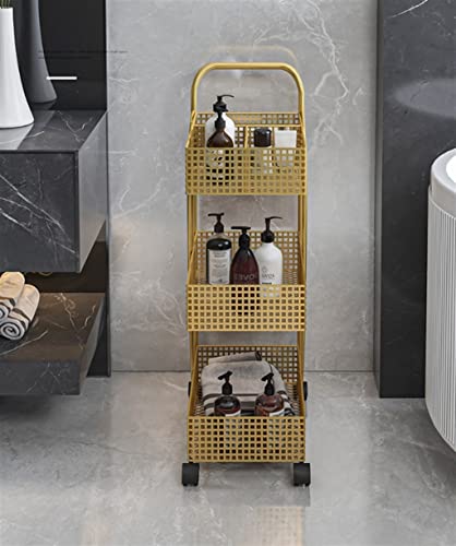 YXBDN Scandinavian Iron Shelves Bedroom Kitchen Metal Removable Bathroom Storage Rack with Wheels Trolley