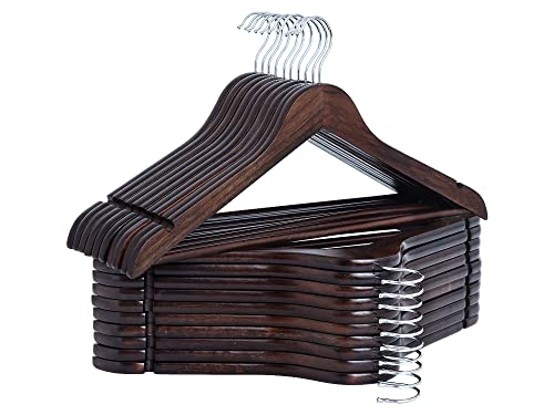 StorageWorks Wooden Coat Hanger, Wood Clothes Hangers 20 Pack, Walnut Color, Natural Wood Hangers for Coats, Shirts, Jackets, Pants, Suits