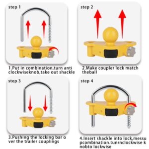 Trailer Locks Ball Hitch Upgraded Trailer Hitch Locks with Combination Lock Heavy Duty Hitch Lock for Towing Rv Trailer