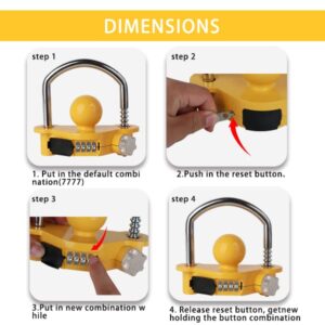 Trailer Locks Ball Hitch Upgraded Trailer Hitch Locks with Combination Lock Heavy Duty Hitch Lock for Towing Rv Trailer