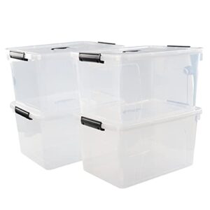 bblina 18 quart clear plastic storage boxes, 4-pack storage boxes totes with lids