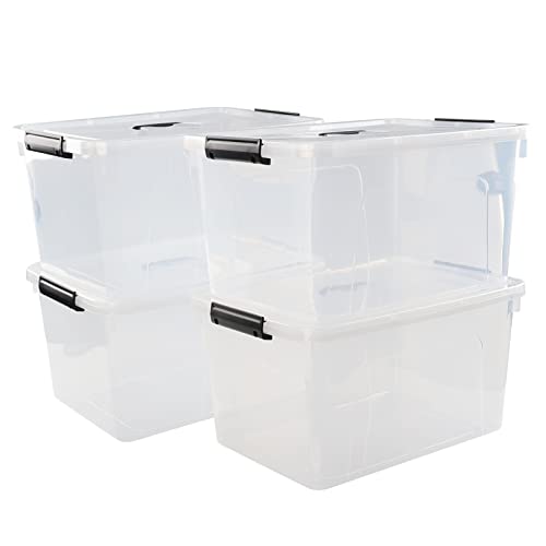 Bblina 18 Quart Clear Plastic Storage Boxes, 4-pack Storage Boxes Totes with Lids