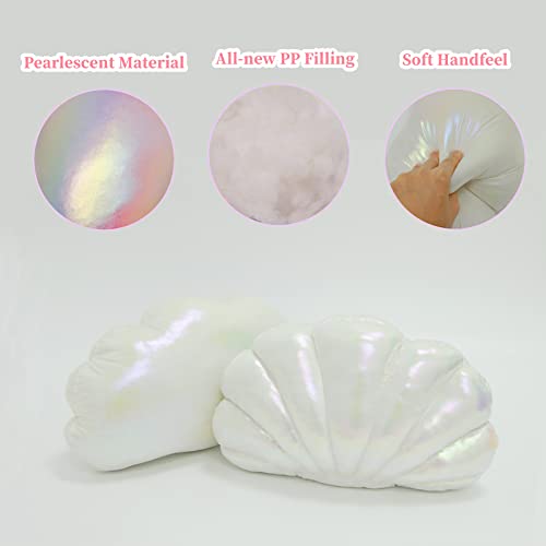 Marble Empire Shell Pillow Seashell Decorative Throw Pillows Pearlescent Sea Shell Toy Coastal Beach Shaped Ocean Theme Decor （13.6 × 8 inch）