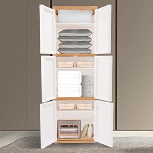 Storage Cabinet with 120 lbs Strong Load-Bearing Capacity, Khaki and White Storage Drawer Units, Plastic Storage Dressers for Tool and Home Organization, 19.7" Lx12.2 Dx61 H