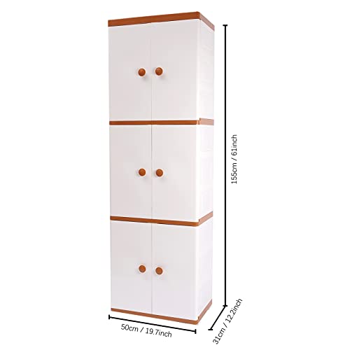 Storage Cabinet with 120 lbs Strong Load-Bearing Capacity, Khaki and White Storage Drawer Units, Plastic Storage Dressers for Tool and Home Organization, 19.7" Lx12.2 Dx61 H