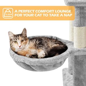 Yaheetech 82.5in Large Cat Tree, Multi Level Cat Tower w/ 2 Cozy Condos, 2 Cat-Ear Perches, Scratching Posts, Hammock, Basket, Cat Furniture for Indoor Cats, Kittens, Light Gray