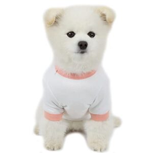 Lucky Petter Dog Shirt for Small and Large Dogs Ringer Cotton T-Shirts Soft Breathable Dog Shirts pet Clothes White Series (Small, White/Peach)