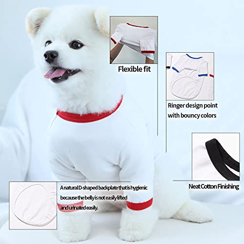 Lucky Petter Dog Shirt for Small and Large Dogs Ringer Cotton T-Shirts Soft Breathable Dog Shirts pet Clothes White Series (Small, White/Peach)