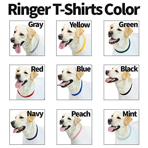 Lucky Petter Dog Shirt for Small and Large Dogs Ringer Cotton T-Shirts Soft Breathable Dog Shirts pet Clothes White Series (Small, White/Peach)