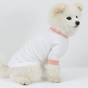 Lucky Petter Dog Shirt for Small and Large Dogs Ringer Cotton T-Shirts Soft Breathable Dog Shirts pet Clothes White Series (Small, White/Peach)