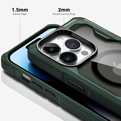 ULTIMAL Case Designed for iPhone 14 Pro 6.1 Inch, Rugged Military Cover with Lightweight Slim Sporty Design, Protective Bumper Case Compatible with Magsafe (Green/Black)