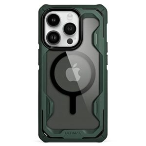 ULTIMAL Case Designed for iPhone 14 Pro 6.1 Inch, Rugged Military Cover with Lightweight Slim Sporty Design, Protective Bumper Case Compatible with Magsafe (Green/Black)