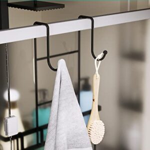 HapiRm Hanging Shower Caddy with 14 Hooks and Soap Holder, No Drilling Shower Caddy Over the Door, Rustproof & Waterproof Stainless Steel Hanging Shower Organizer for Bathroom - Black