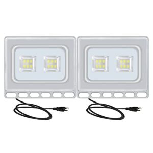 reviam led floodlight 10w 800lm garage light outdoor 6500k cold white commercial bay lighting for barn workshop basement attic warehouse lawn (color : 10w, size : 2 pack)