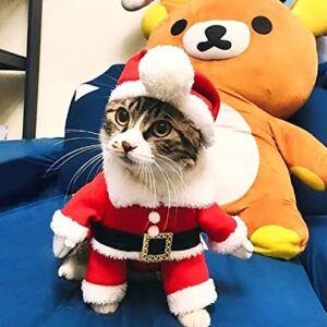 Christmas Cat Funny Clothes! Pet Santa Outfit with Hat! Dogs & Cats Santa Claus Suit Winter Coat! Christmas Costume Set for Small, Medium and Large Pet! Choose Your Size! (Small)