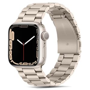 tasikar band compatible with apple watch band 41mm 40mm 38mm premium stainless steel metal replacement strap compatible with apple watch series 9 8 7 6 5 4 3 2 1 se (starlight)