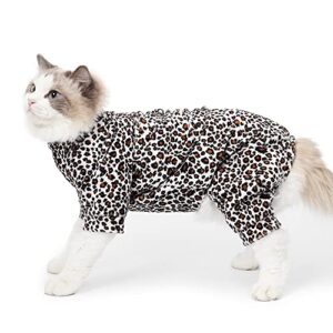 anelekor leopard print small dogs pajamas with leash hole puppy warm clothes pet full coverage dog pjs doggy winter coat warm jumpsuit for cats xs dogs (a, medium)