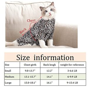 Anelekor Leopard Print Small Dogs Pajamas with Leash Hole Puppy Warm Clothes Pet Full Coverage Dog Pjs Doggy Winter Coat Warm Jumpsuit for Cats XS Dogs (A, Medium)