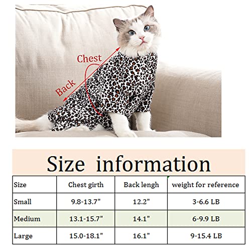 Anelekor Leopard Print Small Dogs Pajamas with Leash Hole Puppy Warm Clothes Pet Full Coverage Dog Pjs Doggy Winter Coat Warm Jumpsuit for Cats XS Dogs (A, Medium)