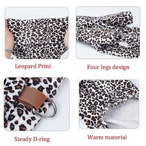 Anelekor Leopard Print Small Dogs Pajamas with Leash Hole Puppy Warm Clothes Pet Full Coverage Dog Pjs Doggy Winter Coat Warm Jumpsuit for Cats XS Dogs (A, Medium)