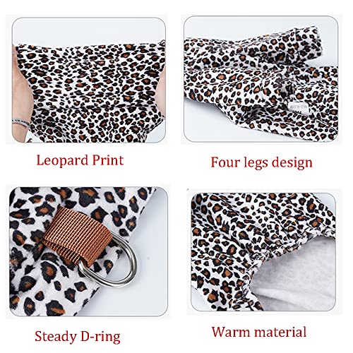 Anelekor Leopard Print Small Dogs Pajamas with Leash Hole Puppy Warm Clothes Pet Full Coverage Dog Pjs Doggy Winter Coat Warm Jumpsuit for Cats XS Dogs (A, Medium)