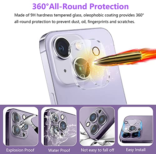 ZXZone [4 Pack] Camera Lens Protector Designed for iPhone 14 6.1" ＆ iPhone 14 Plus 6.7" Accessories Camera Cover 9H Hardness, Ultra HD Easy to Install